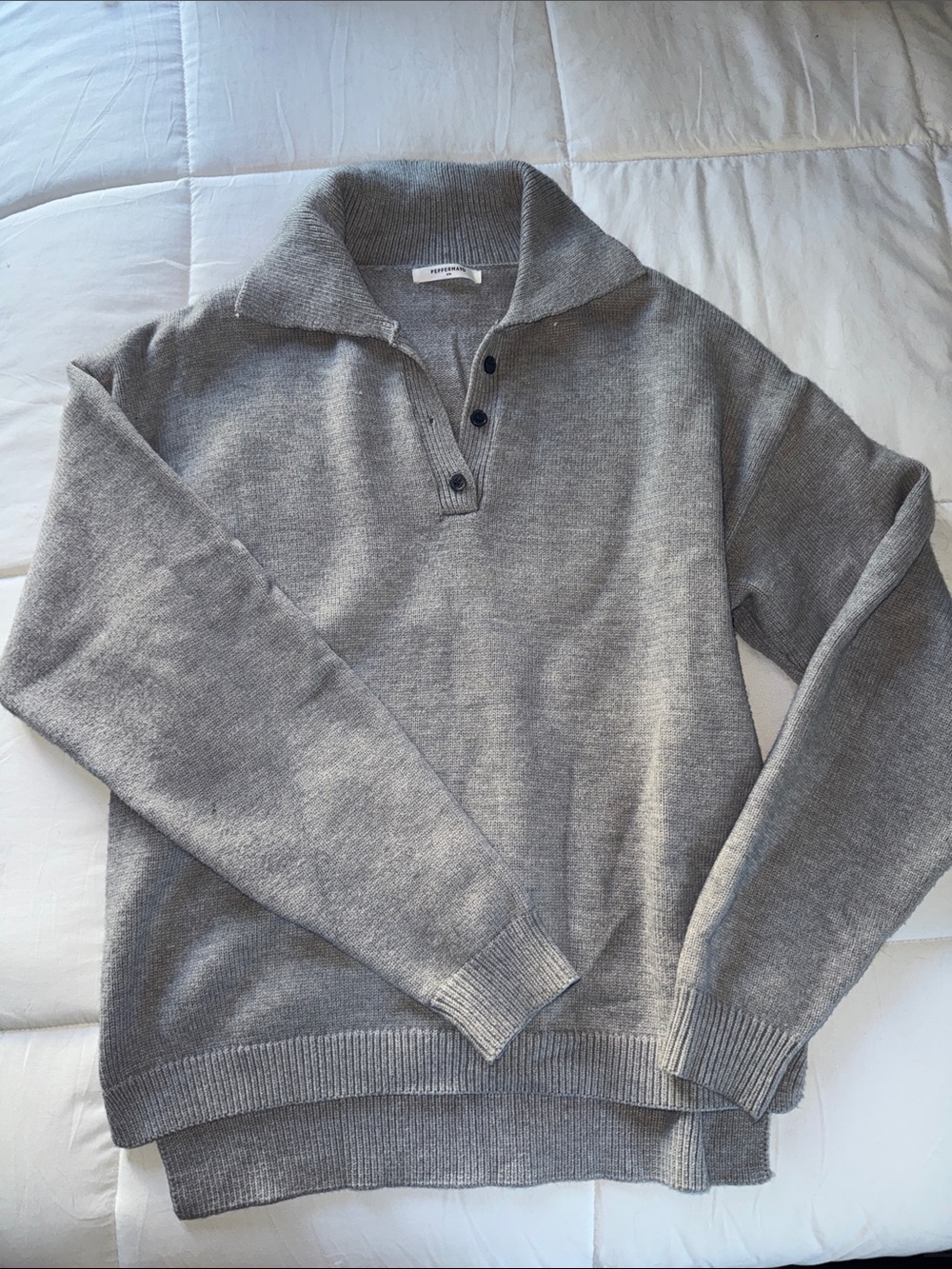 Peppermayo Gray V-Neck Pullover Sweater